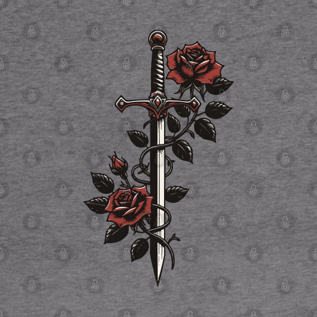 Medieval Art - Sword with roses by Modern Medieval Design